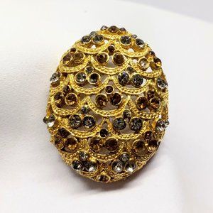 Signed BSK Filigree Egg Brooch